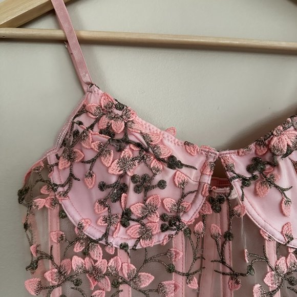 Pink Embroidered Corset Top - Picture 2 of 7